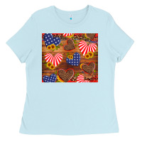 Baby Blue america heart Ladies Tee - Artiststas