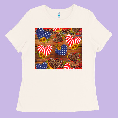 America Heart Ladies Tee Designed By Artiststas