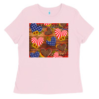 Bubblegum Pink america heart Ladies Tee - Artiststas