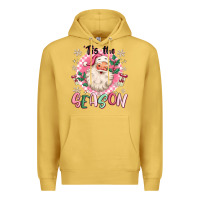 Antique Gold pink santa 'tis the season Premium Hoodie - MaliasSmallBusiness