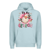 Blue Mist pink santa 'tis the season Premium Hoodie - MaliasSmallBusiness