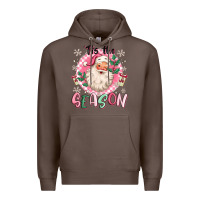 Coffee pink santa 'tis the season Premium Hoodie - MaliasSmallBusiness