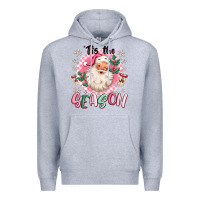 Heather Grey pink santa 'tis the season Premium Hoodie - MaliasSmallBusiness