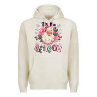 Oatmeal Heather pink santa 'tis the season Premium Hoodie - MaliasSmallBusiness