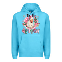 Ocean Blue pink santa 'tis the season Premium Hoodie - MaliasSmallBusiness