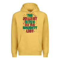 Antique Gold the jolliest bitch on the naughty list Premium Hoodie - MaliasSmallBusiness