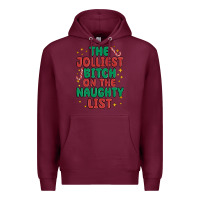Burgundy the jolliest bitch on the naughty list Premium Hoodie - MaliasSmallBusiness