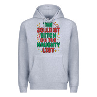 Heather Grey the jolliest bitch on the naughty list Premium Hoodie - MaliasSmallBusiness