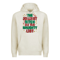 Oatmeal Heather the jolliest bitch on the naughty list Premium Hoodie - MaliasSmallBusiness
