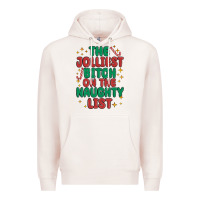 Pale Pink the jolliest bitch on the naughty list Premium Hoodie - MaliasSmallBusiness