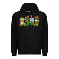 Black cactus coffee cups Premium Hoodie - AdoDesignShop