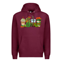 Burgundy cactus coffee cups Premium Hoodie - AdoDesignShop