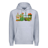 Heather Grey cactus coffee cups Premium Hoodie - AdoDesignShop