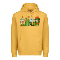 Mustard cactus coffee cups Premium Hoodie - AdoDesignShop