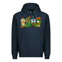 Navy cactus coffee cups Premium Hoodie - AdoDesignShop