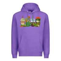 Purple cactus coffee cups Premium Hoodie - AdoDesignShop