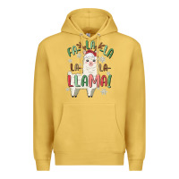 Antique Gold fa la la llama Premium Hoodie - MaliasSmallBusiness