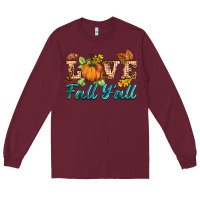 Burgundy love fall y'all Long Sleeve Tee - BarkalooDesign