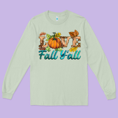 Love Fall Y'all Long Sleeve Tee Designed By Barkaloodesign
