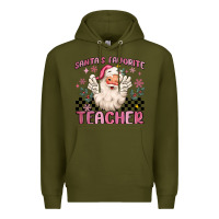 Army Green santa's favorite teacher Premium Hoodie - MaliasSmallBusiness