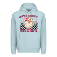 Blue Mist santa's favorite teacher Premium Hoodie - MaliasSmallBusiness
