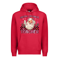 Cardinal santa's favorite teacher Premium Hoodie - MaliasSmallBusiness