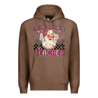 Chestnut santa's favorite teacher Premium Hoodie - MaliasSmallBusiness