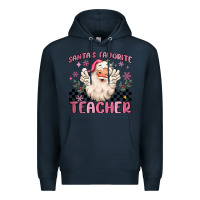 Navy santa's favorite teacher Premium Hoodie - MaliasSmallBusiness