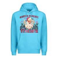 Ocean Blue santa's favorite teacher Premium Hoodie - MaliasSmallBusiness