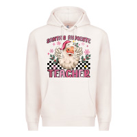 Pale Pink santa's favorite teacher Premium Hoodie - MaliasSmallBusiness