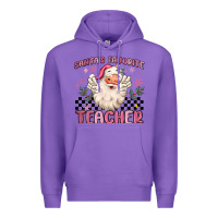 Purple santa's favorite teacher Premium Hoodie - MaliasSmallBusiness