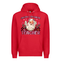 Red santa's favorite teacher Premium Hoodie - MaliasSmallBusiness