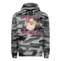 Slate Camo santa's favorite teacher Premium Hoodie - MaliasSmallBusiness