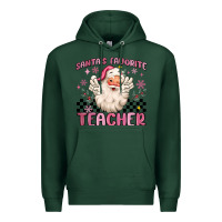 Sports Green santa's favorite teacher Premium Hoodie - MaliasSmallBusiness