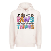 Pale Pink paws and enjoy the little things Premium Hoodie - MaliasSmallBusiness