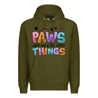 Army Green paws and enjoy the little things Premium Hoodie - MaliasSmallBusiness