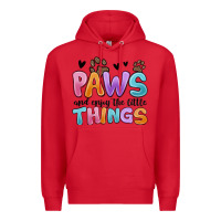 Red paws and enjoy the little things Premium Hoodie - MaliasSmallBusiness