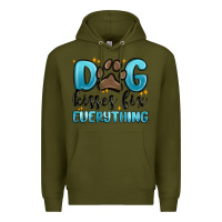 Army Green dog kisses fix everything Premium Hoodie - MaliasSmallBusiness