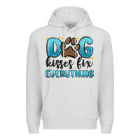 Dove Grey dog kisses fix everything Premium Hoodie - MaliasSmallBusiness