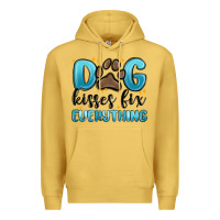 Antique Gold dog kisses fix everything Premium Hoodie - MaliasSmallBusiness