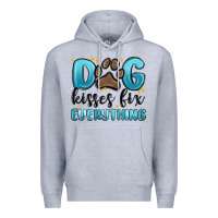 Heather Grey dog kisses fix everything Premium Hoodie - MaliasSmallBusiness