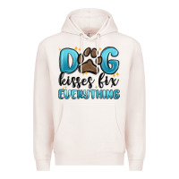 Pale Pink dog kisses fix everything Premium Hoodie - MaliasSmallBusiness
