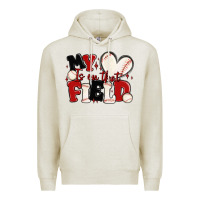 Oatmeal Heather my heart is on that field baseball Premium Hoodie - MaliasSmallBusiness
