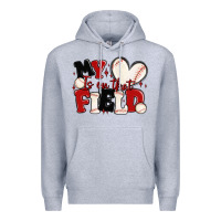 Heather Grey my heart is on that field baseball Premium Hoodie - MaliasSmallBusiness