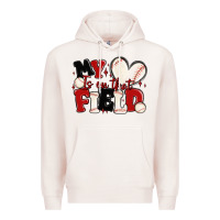 Pale Pink my heart is on that field baseball Premium Hoodie - MaliasSmallBusiness