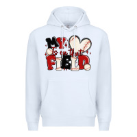 White my heart is on that field baseball Premium Hoodie - MaliasSmallBusiness