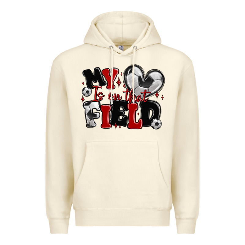 My Heart Is On That Field Soccer Premium Hoodie by MaliasSmallBusiness | Teevron
