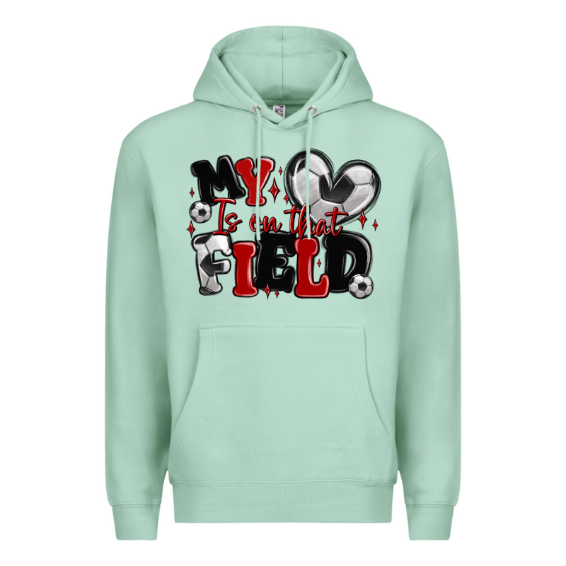 My Heart Is On That Field Soccer Premium Hoodie by MaliasSmallBusiness | Teevron