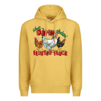 Antique Gold what a damn cluckin' fluster fluck chickens christ Premium Hoodie - MaliasSmallBusiness