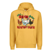 Mustard what a damn cluckin' fluster fluck chickens christ Premium Hoodie - MaliasSmallBusiness